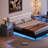 Modern 2-Drawer Nightstand with Charging Station and LED Light  (Set of 2)-705073317