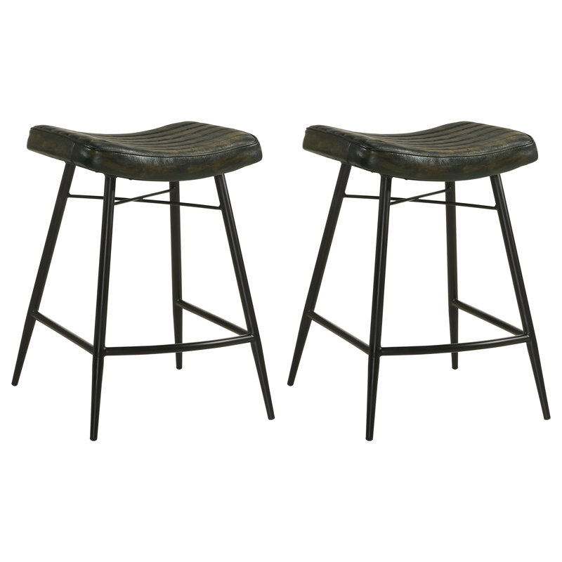 Tabouret de comptoir rembourré Amita, Espresso antique, H 25,5 po x l 18,5 po x P 19,5 po