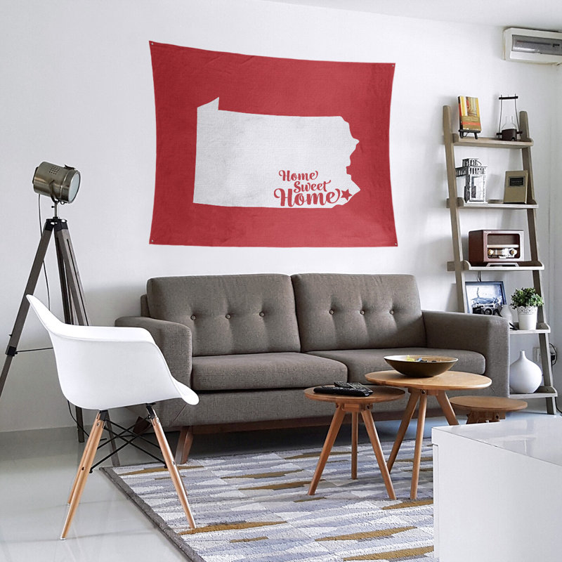 Tapisserie Home Sweet Philadelphia, H 80 po x l 68 po, Rouge