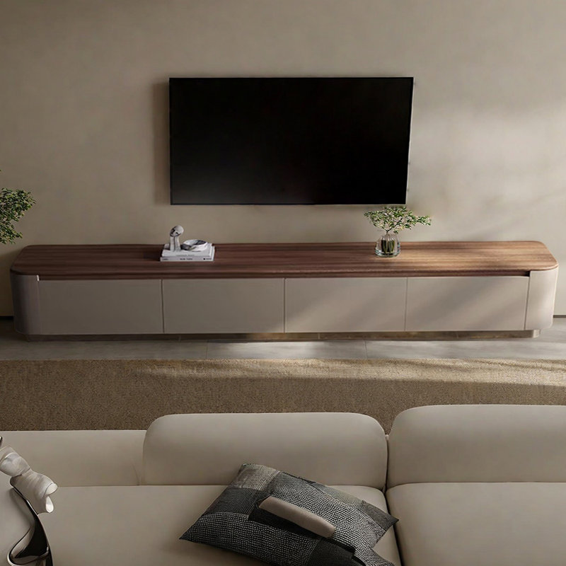 Meuble télé en bois massif de luxe clair, H 15,74 po x L 94,48 po x l 15,74 po