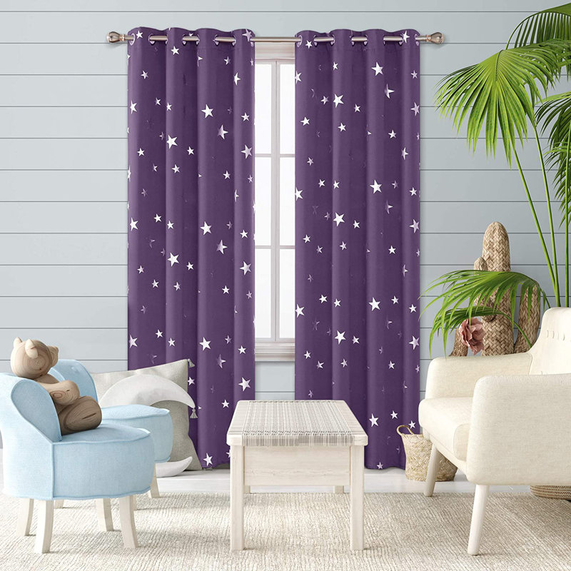 Manzanita Eyelet Room Darkening Thermal Curtains, 132cm W x 183cm D, Purple Grape