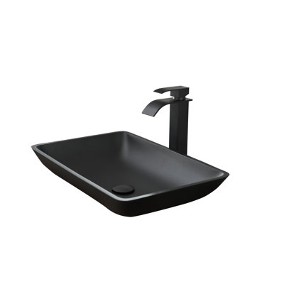 WESTINUS 14'' Glass Rectangular Bathroom Sink with Faucet