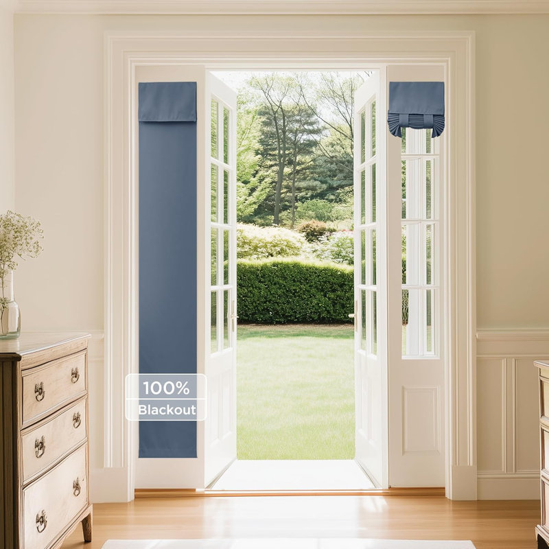  100% Blackout French Door Curtains, Privacy Curtains for Window, Room Darkening Thermal Insulated Door Window Shades for Bedroom, 1 Panel