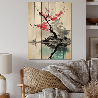 Art asiatique, lac Sumi I sur bois