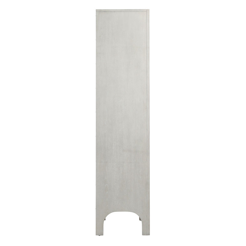 Maiya Light Gray Rubberwood Vertical Bookcase with Door