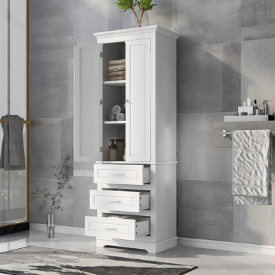 Grande armoire de rangement polyvalente avec trois tiroirs pour la salle de bain, le bureau ou la cuisine, idéale pour organiser et maximiser l'espace