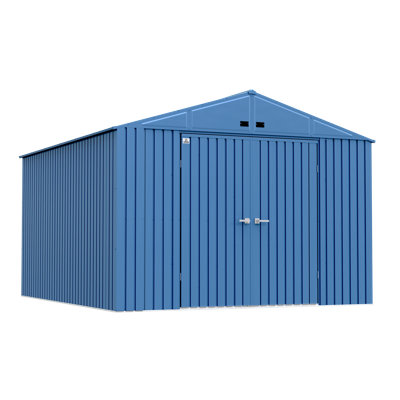 Elite Steel Storage Shed, 10X12, Blue Grey