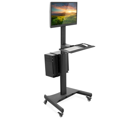 Mount-It! Mobile PC Workstation with Single Monitor Mount, Rolling Desk Fits 13 to 32 Inch Monitors