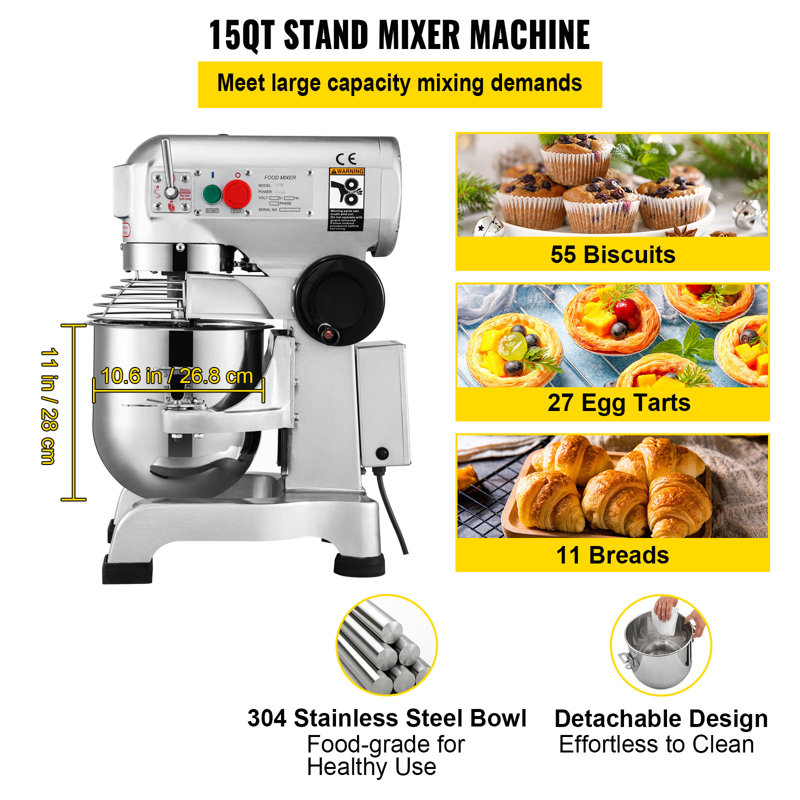 VEVOR 3 Speed 15 Qt. Stand Mixer