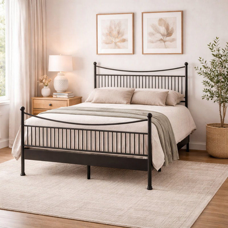 Gresia - Complete Bed - King - Matte Black Finish, King