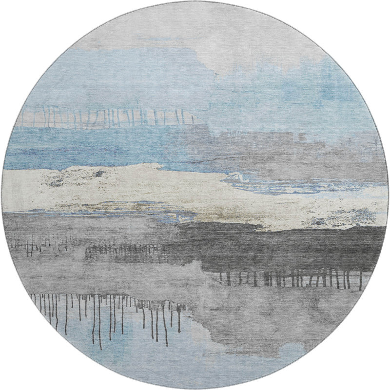 Premium Machine Washable Fairwood AMF1880 Modern Rug, Round 8'