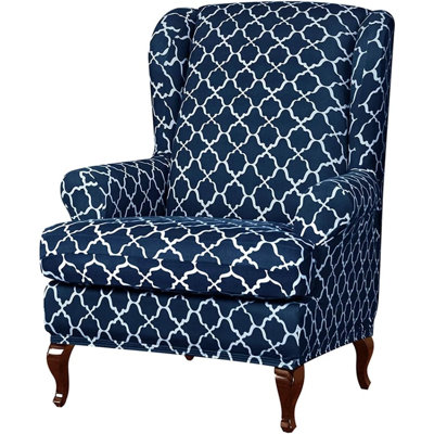 Wingback Chair Slipcover, 2-piece Stretch Spandex Wing Chair Cover With Elastic Bottom, Wingback Armchair Furniture Protector For Living Room Use