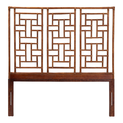 Bali & Pari Jamuna Marbled Tortoise Natural Rattan Headboard - Handcrafted Coastal Boho Style Bedroom Backdrop, King