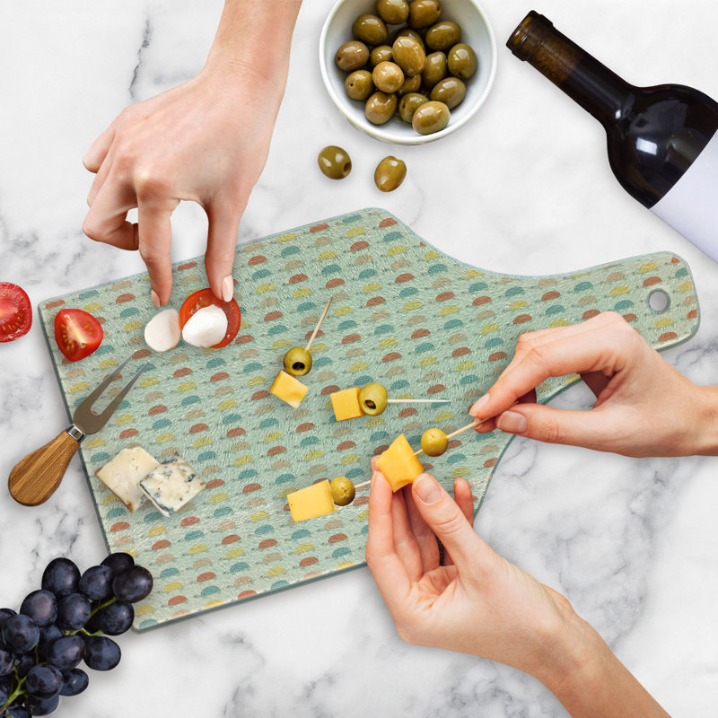 Ambesonne Turtle Tempered Glass Cutting Board Hand Drawn Happy Turtles Multicolor