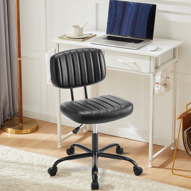 Home Office Furniture Set, 32" Computer Desk And Adjustable PU Leather Task Chair Set, White/Black