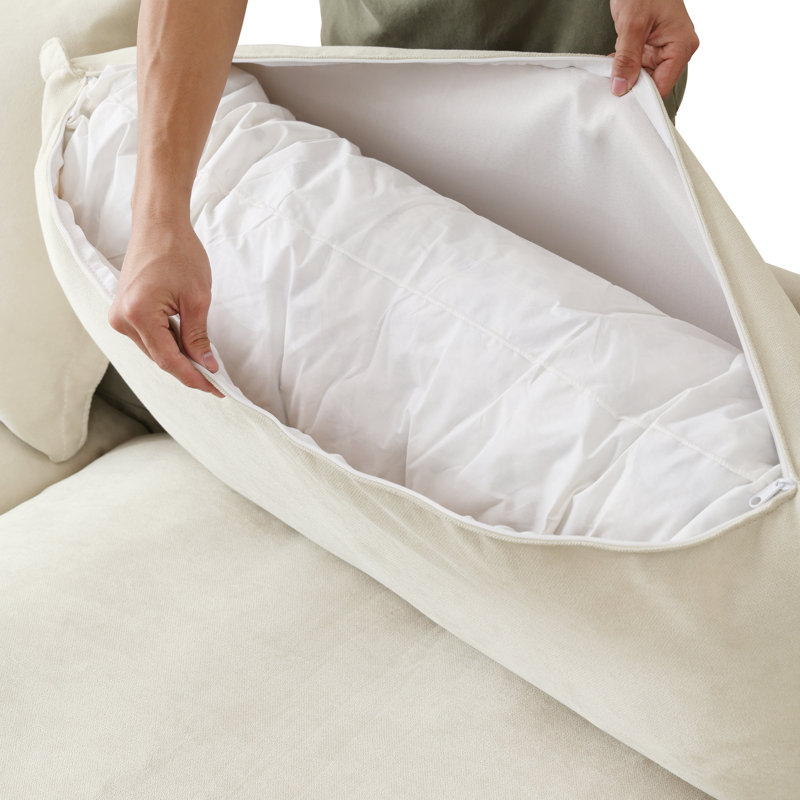 Canapé modulaire inclinable en V 5 pièces Moncada, Lin beige