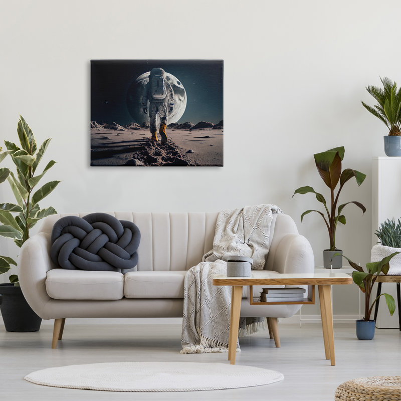 «Man On Moon Outer Space Astronaut», impression sur toile, H 30 po x l 40 po x P 1,5 po