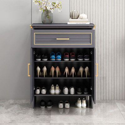 Rangement à chaussures en aluminium gris Drak