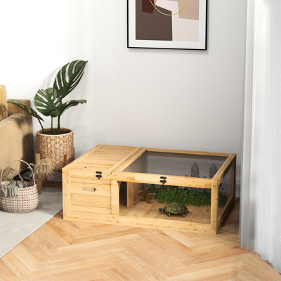 Wood Reptile Cage: Indoor & Outdoor Habitat For Turtles, Lizards, Geckos. 2 Room Design, Secure, With Observation Windows House - Wooden Turtle Snakes