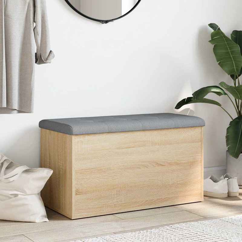 Engineered Wood Storage Bench, 45 cm H x 82 cm L x 42 cm D, Sonoma Oak