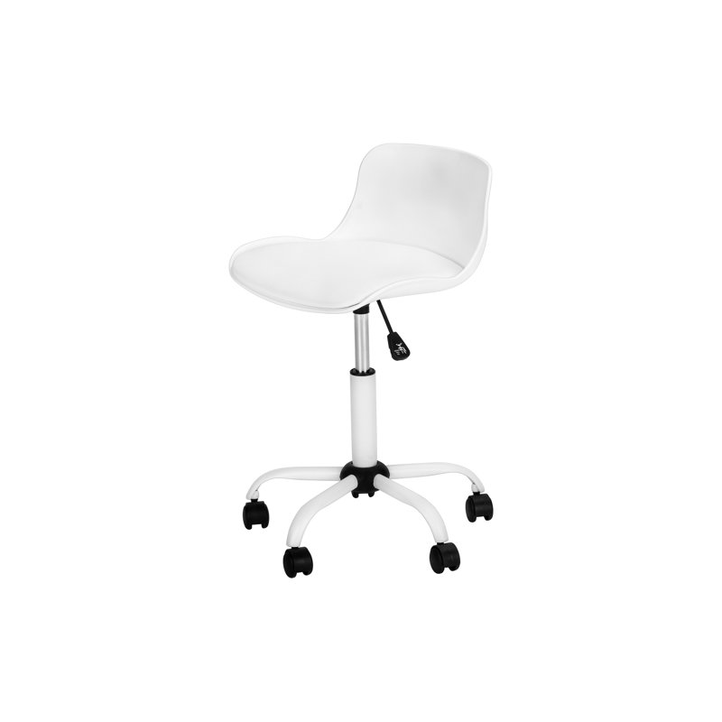 White Low-Back Swivel Office Chair with Adjustable Height and Metal Base