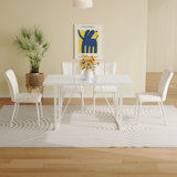 Dining Table Set With 4 Armless Chairs.The Backrest Of The Dining Chair Is Designed With Multiple Vertical Stripes.