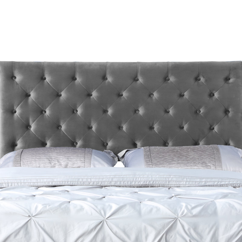 Daisy-Rae Upholstered Slat Bed, Queen, Gray