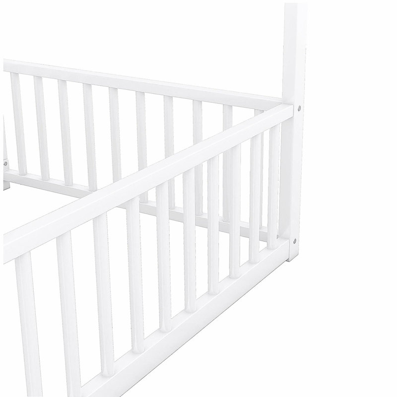 Metal Twin Size House Platform Beds, Two Shared Beds, White