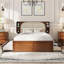 Grand lit plateforme en bois aggloméré avec tiroirs et grand lit Lit gigogne - Noyer pour chambre à coucher