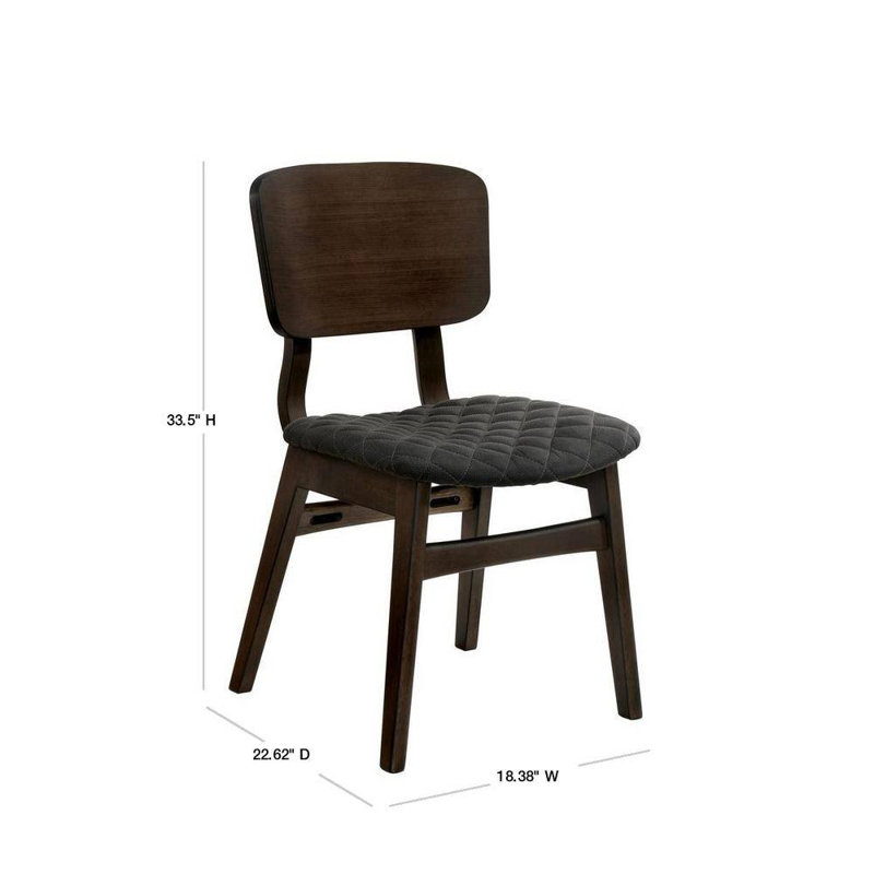 Améliorez votre salle à manger avec un ensemble de 2 chaises d'appoint de style Mid-Century moderne - des cadres en bois massif, des sièges rembourrés en tissu et des dossiers courbés