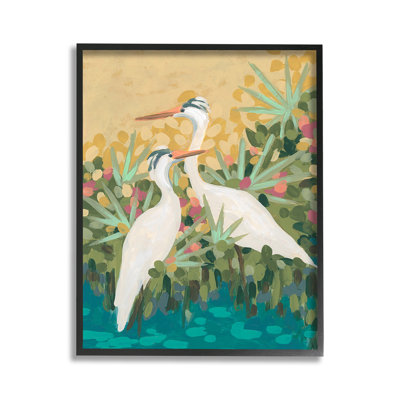 " Nautical Birds In River Single Picture Frame " by June Erica Vess on Canvas