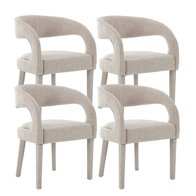 Chaises de salle à manger rembourrées modernes avec accoudoirs pour la cuisine / salle à manger / salon, Beige, 4