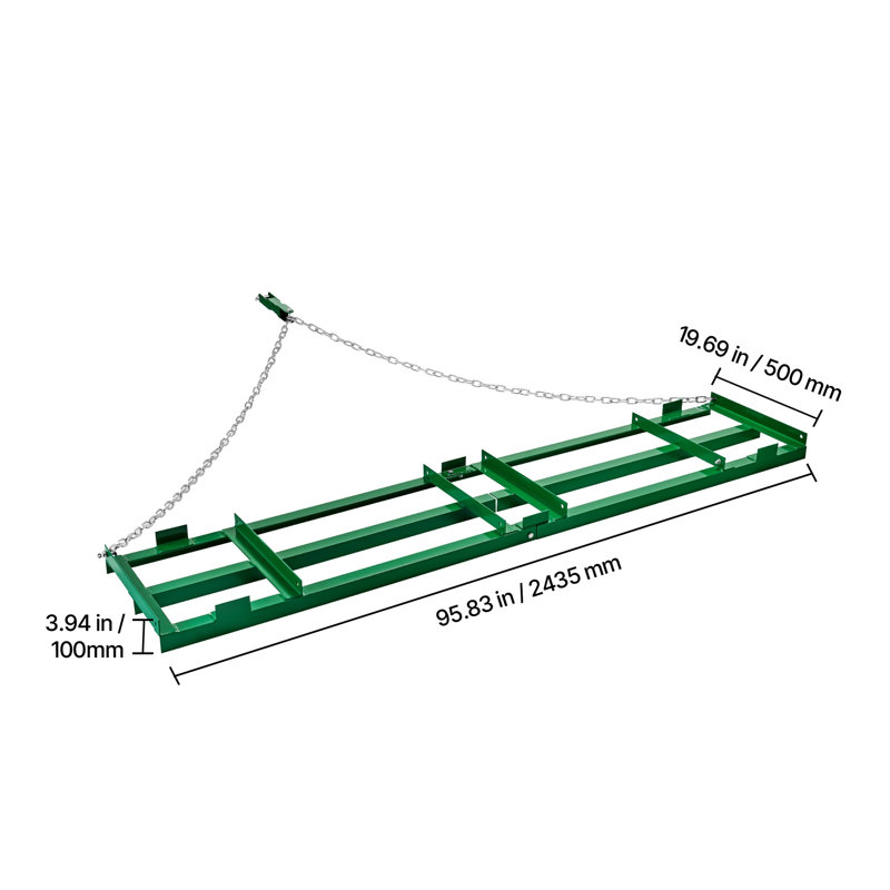 Herse de remorquage robuste de 8 pi avec barres réglables et chaîne de 72 po pour tracteur UTV