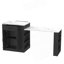 Console d'îlot extensible avec armoire et tablettes ouvertes