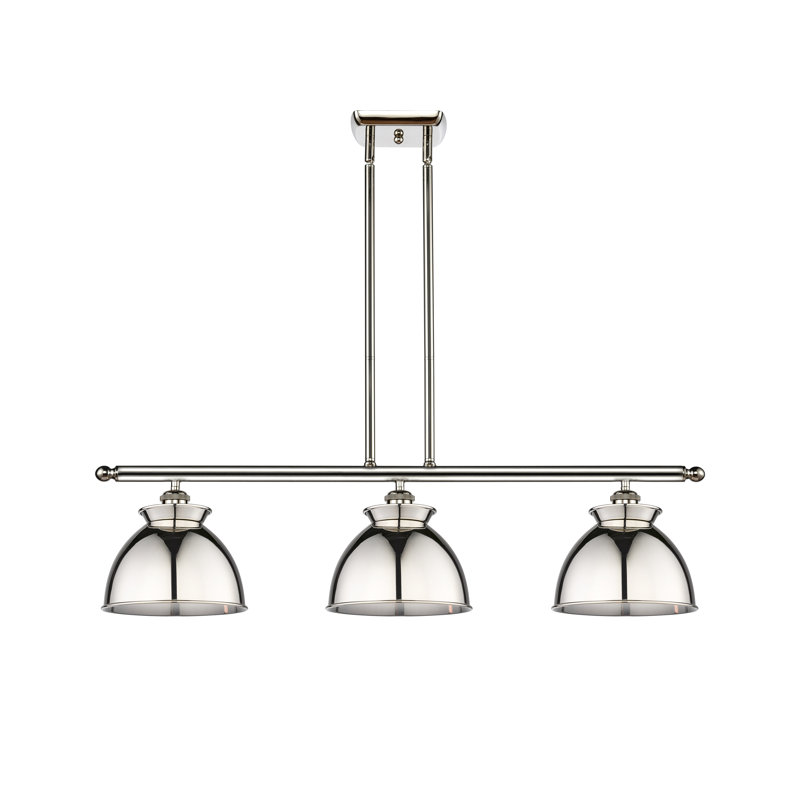 Luminaire suspendu en forme de dôme pour îlot de cuisine 3 lumières Arev, Non, Nickel poli, Nickel poli
