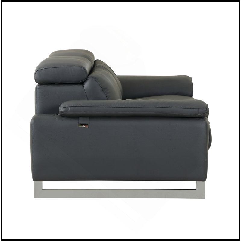 Causeuse en cuir italien Global United, Gris foncé
