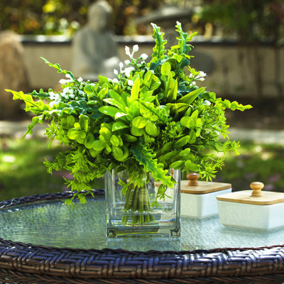 8'' Faux Foliage Plant in Glass Vase