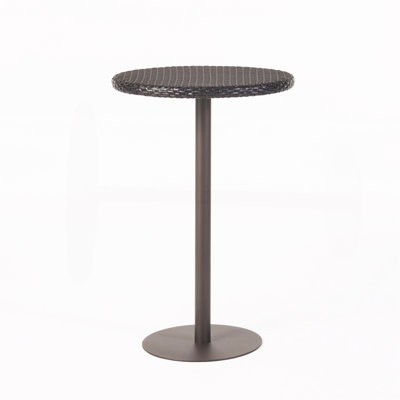 Outdoor 26" Round Pe Rattan Bar Table, Multibrown