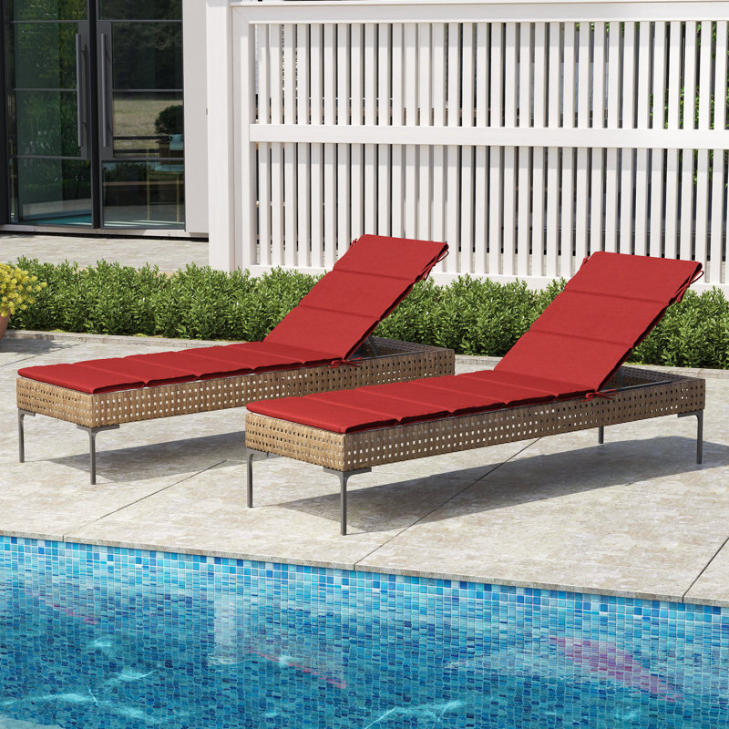 Latitude Run® Outdoor Seat/Back Cushion, 21" W x 72" D, Chili Red