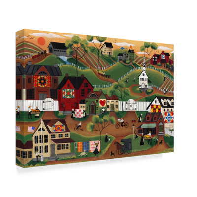 'Amish Quilt Village' Acrylic Painting Print on Wrapped Canvas