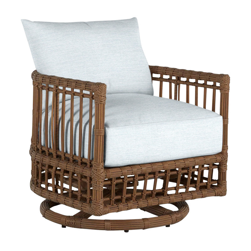 Newport Swivel Patio Chair with Cushions, No Welt, Paper Sky