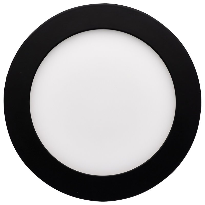 12 Watt LED Direct Wire Downlight Edge-Lit 6-Inch CCT Selectable Round Remote Driver, Black