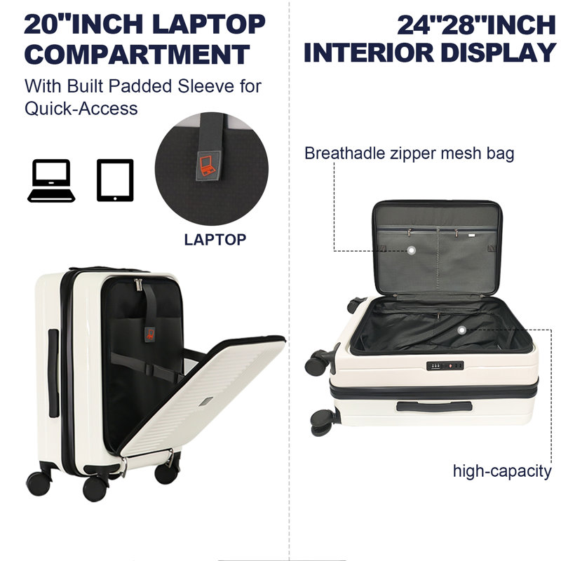 Luggage,with front opening,TSA approved lock,hardshell suitcase