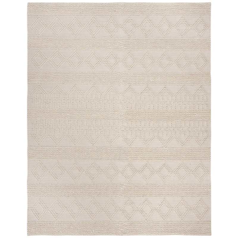 Natura Handwoven Wool/Cotton Beige Area Rug, Rectangle 6' x 9'