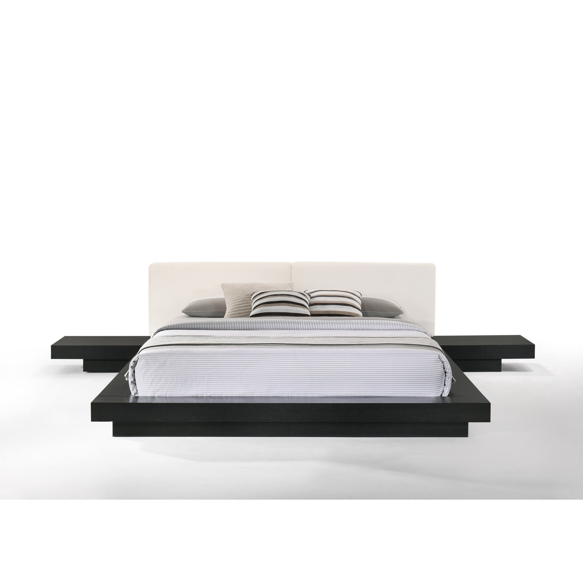 Andzela Vegan Leather Panel Storage Bed, Queen, Black/White