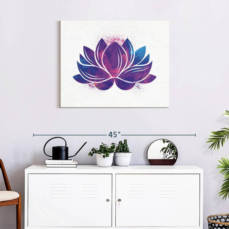 Silhouette de lotus mauve, H 24 po x l 30 po x P 1,25 po