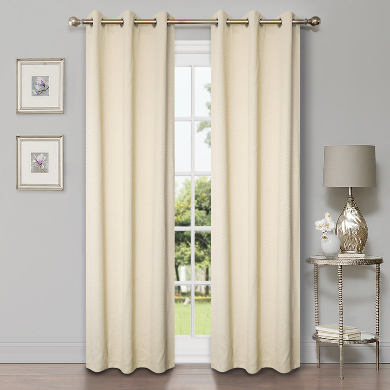 Wiechmann Geometric Shimmer Abstract Room Darkening Curtain Panel Set, Ivory, 42" W x 63" L
