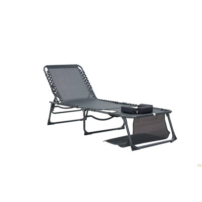 Chaise longue à 5 positions, bain de soleil réglable et pliable