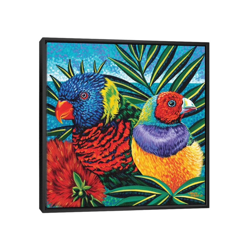 «Birds in Paradise II», reproduction d'impression sur toile tendue, H 18 po x l 18 po x P 1,5 po, Pas de tapis