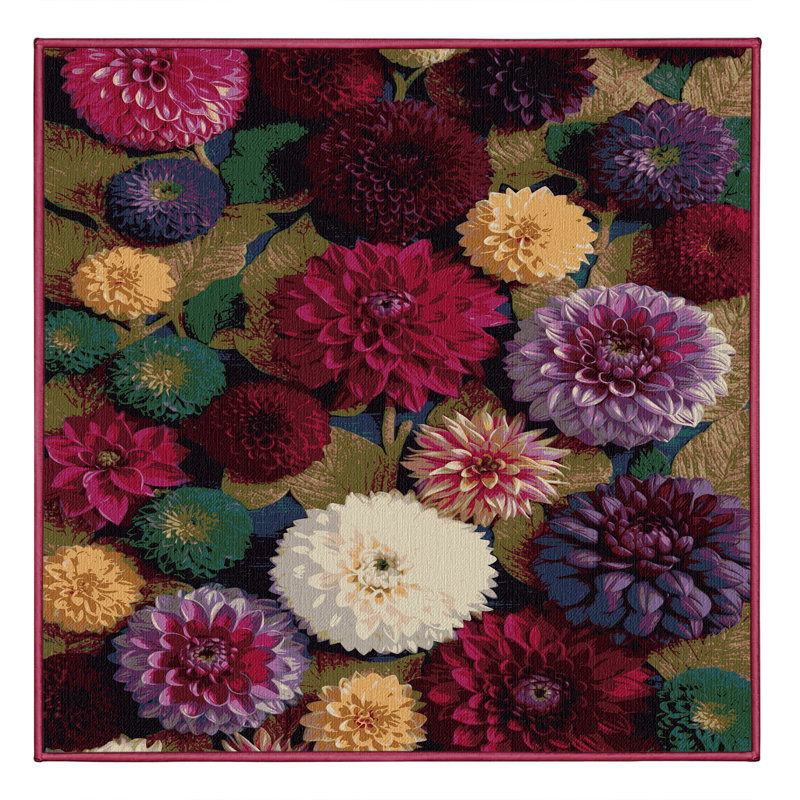 Tapis rouge botanique lavable à la machine, Carré 6 pi